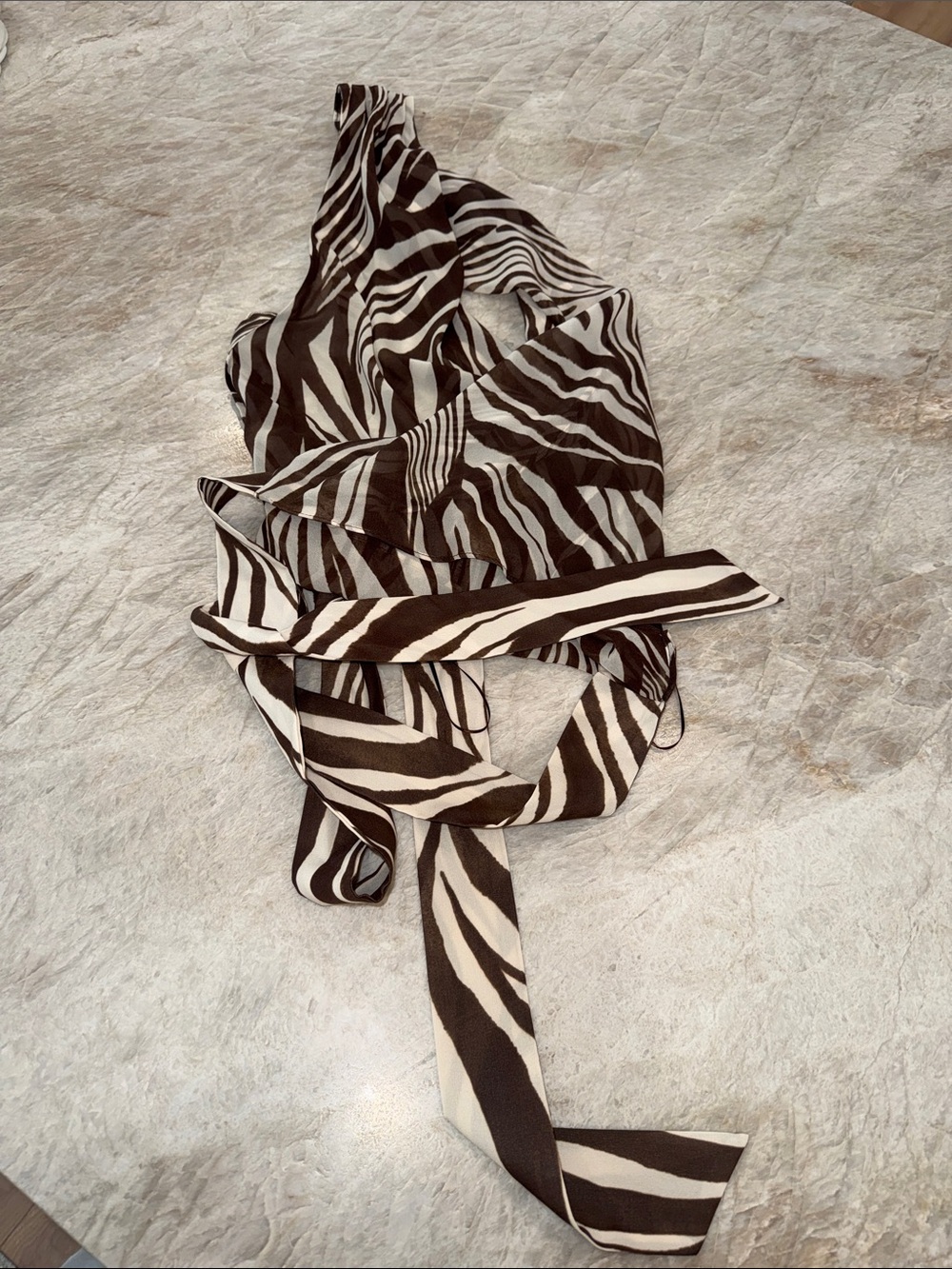 naked wardrobe Brown and Cream Zebra Print Wrap Top